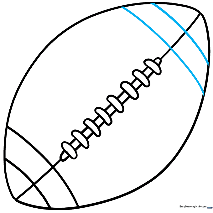 Adding the second stripe to the opposite end of the football.