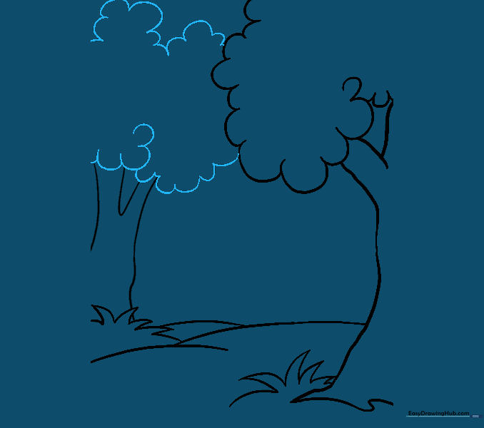 Adding foliage to the second tree with overlapping rounded shapes.