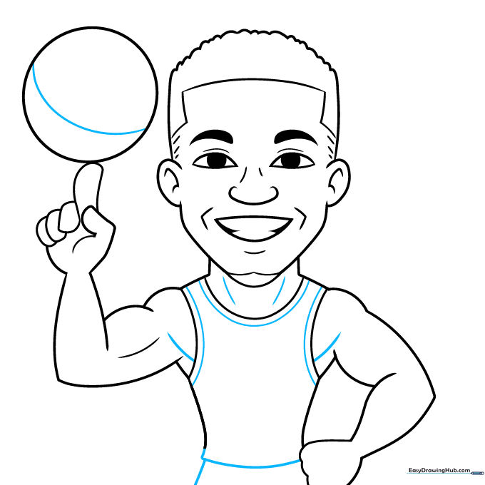Adding trim details to the jersey and texture lines to the basketball.