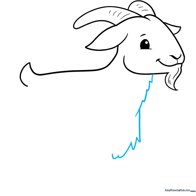 Adding jagged, textured lines to the goat's neck and chest to represent fur.