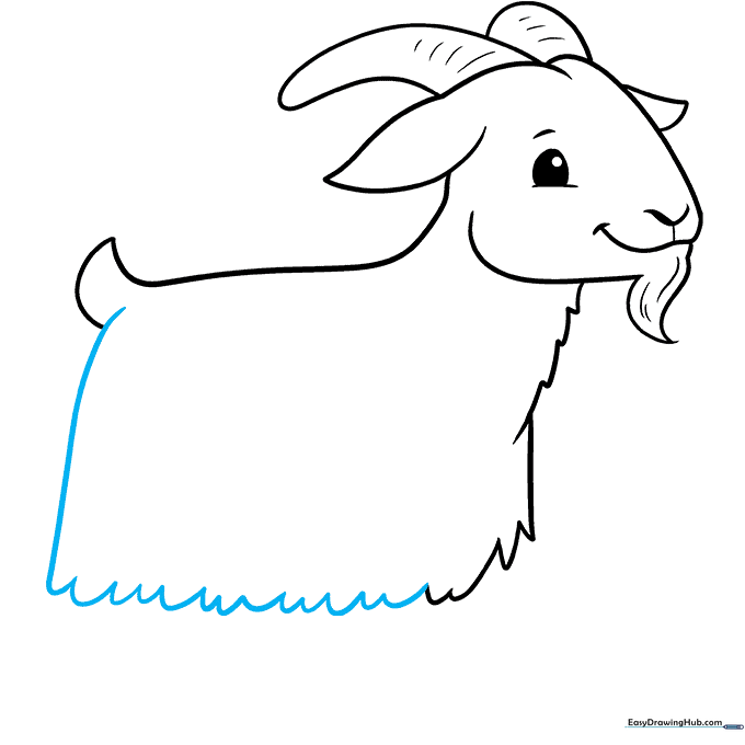 Connecting the back and chest with rounded, U-shaped lines to form the belly.