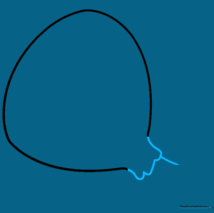 Adding a small curved line to the narrow end of the ham to represent the bone socket.