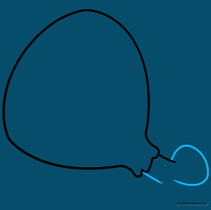Drawing two parallel curved lines extending from the ham to create the bone handle.