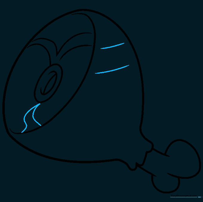 Adding additional curved lines along the side of the ham for volume.