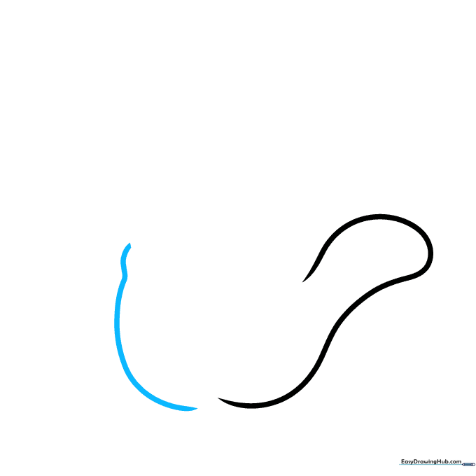 Drawing the outer edge of the palm with a small squiggle for the wrist transition.