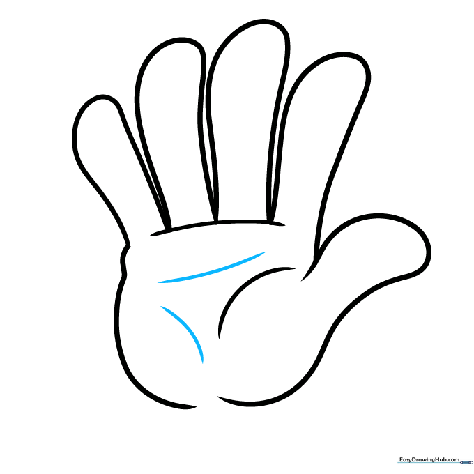 Adding contour lines to the palm to represent skin creases.