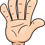 A colorful, finished cartoon hand illustration, perfect for character design projects.