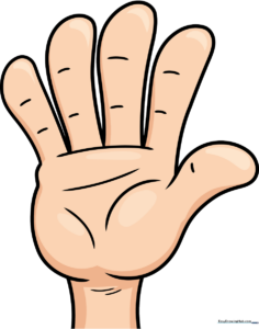 A colorful, finished cartoon hand illustration, perfect for character design projects.