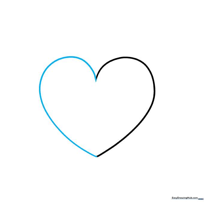 A complete heart outline drawn with two symmetrical curved lines.
