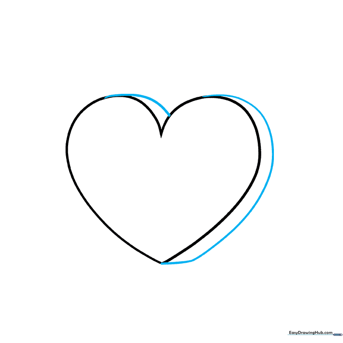 A heart shape with an added inner curved line to suggest volume.