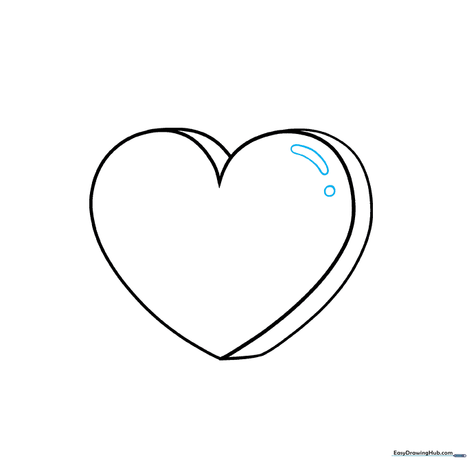 A heart with two small white shapes inside to indicate light reflection.