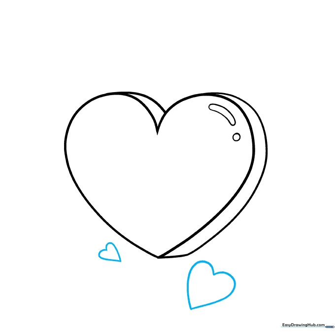 A large heart with two smaller hearts floating below it.