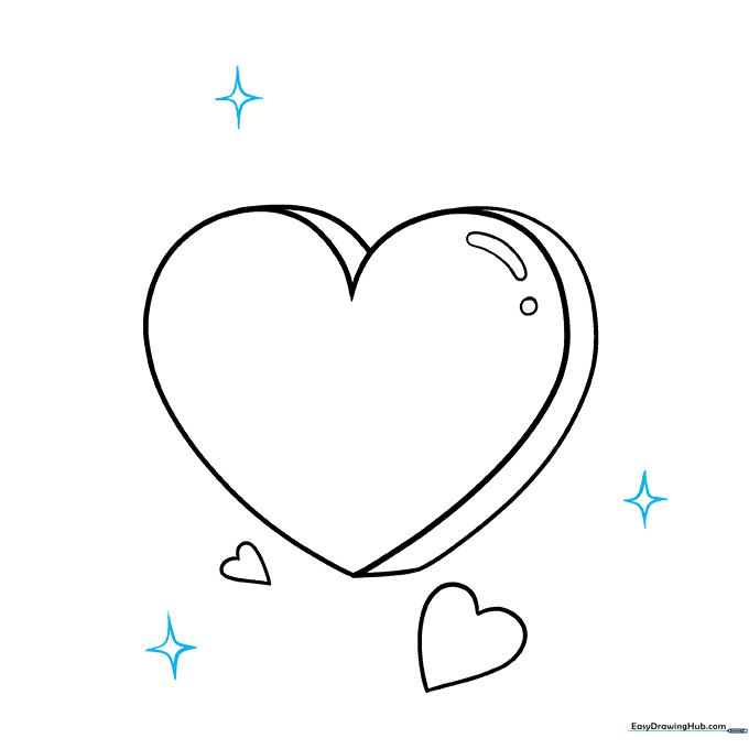 A heart surrounded by several small four-pointed stars.