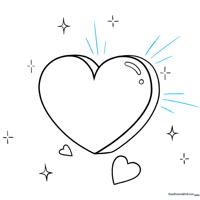A heart with small radiating lines around it to suggest a glowing effect.