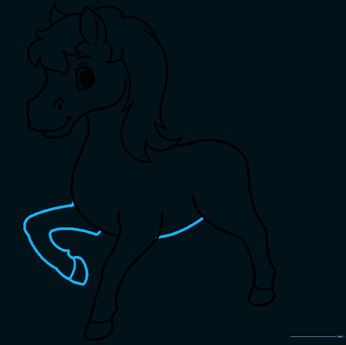 Adding the second front leg in a raised position and drawing the belly line.
