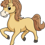 A friendly, finished cartoon horse drawing, perfect for kids to learn from.