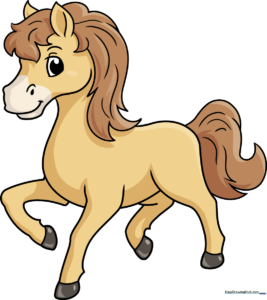 A friendly, finished cartoon horse drawing, perfect for kids to learn from.