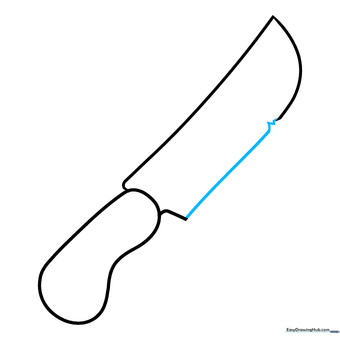 Adding a small zigzag detail to the tip of the knife blade.