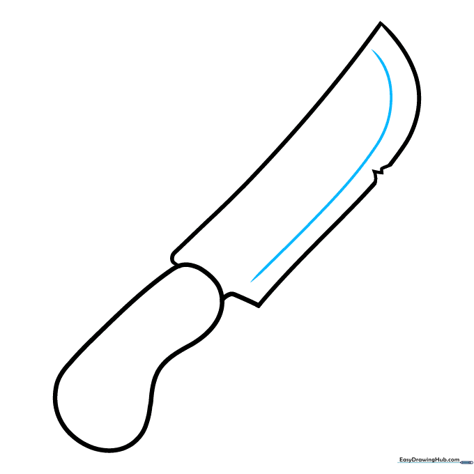 Drawing a contour line inside the blade to add depth.