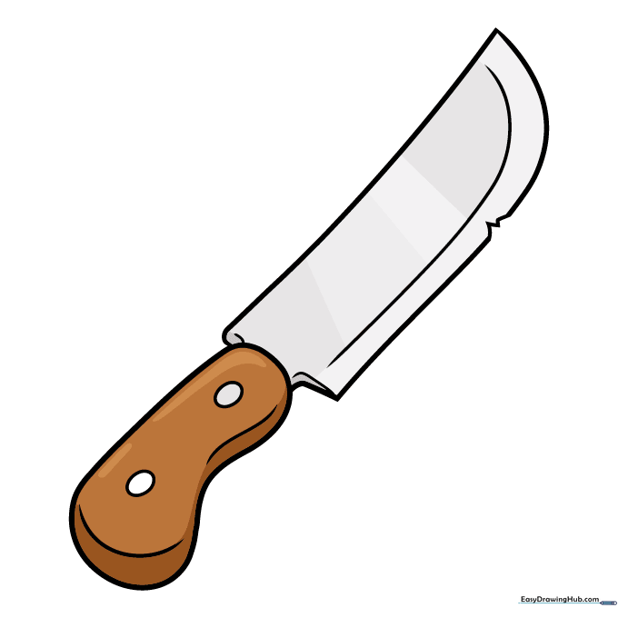 The finished, colored cartoon knife drawing.