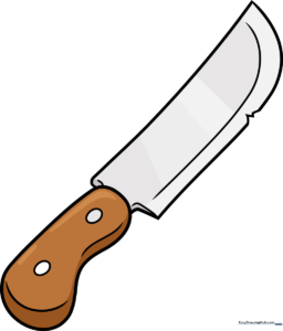 A colorful, finished cartoon knife illustration for kids.