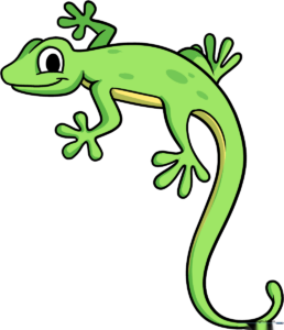 A friendly, colorful cartoon lizard illustration, perfect for kids' art projects.