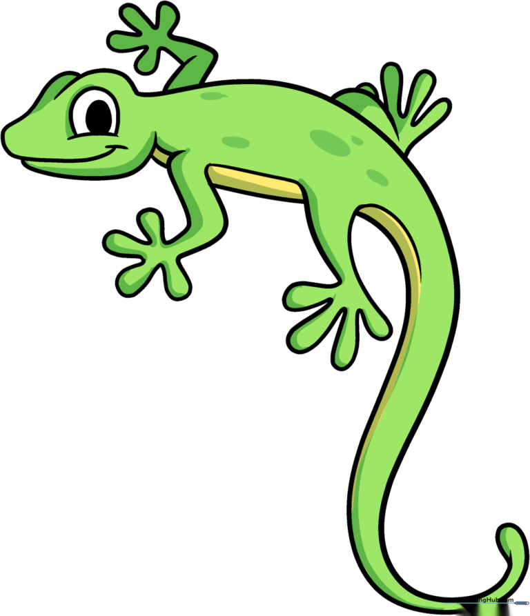 A friendly, colorful cartoon lizard illustration, perfect for kids' art projects.