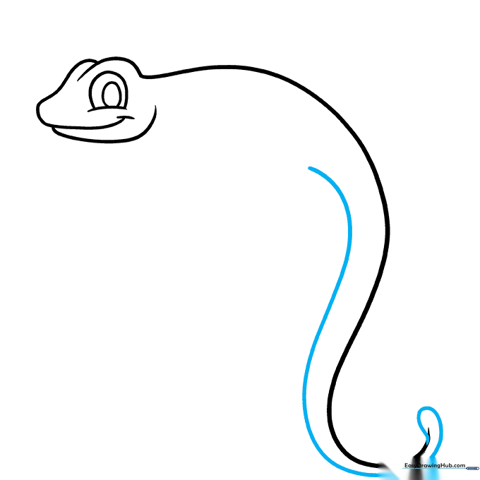 Closing the tail shape with a rounded tip.