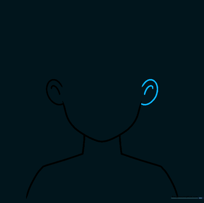 Cartoon man's head outline with both ears added.