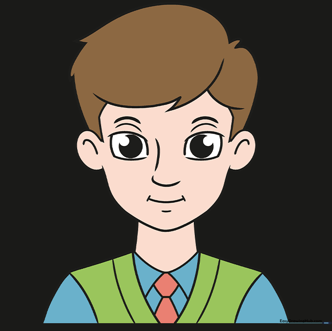 Final colored version of the cartoon man drawing.