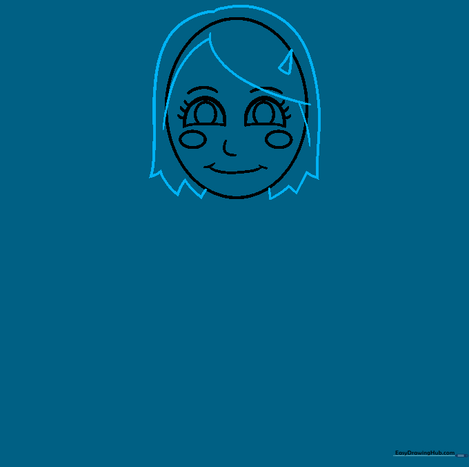 Cartoon mom head with hair, bangs, and a hair clip added.