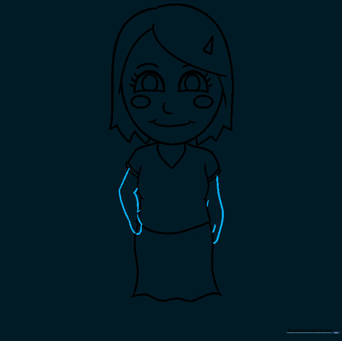 Cartoon mom drawing with arms added in a natural pose.