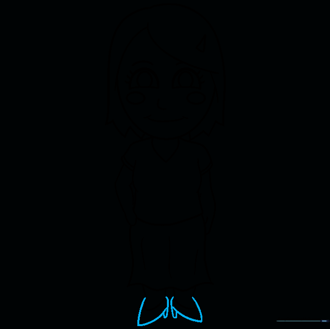 Cartoon mom drawing showing the addition of high-heeled shoes.