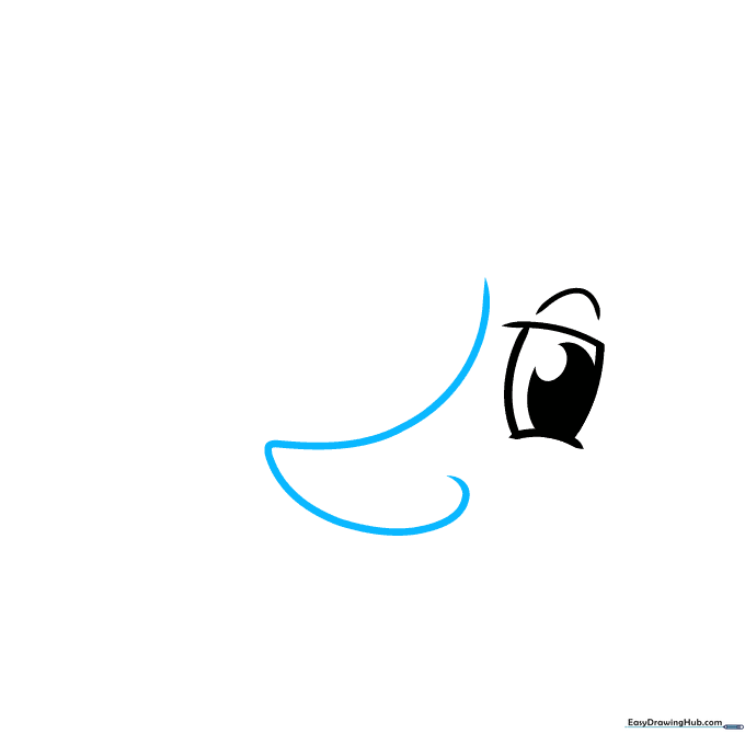Sketching a curved nose with a spiral nostril.