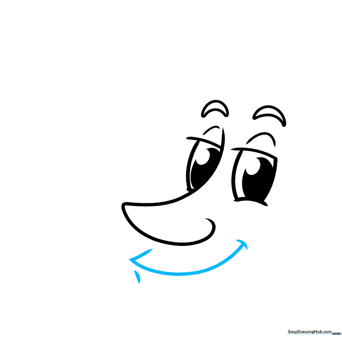 Adding a wide, happy smile to the moon.
