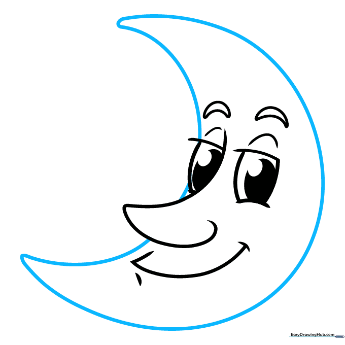 Outlining the full crescent moon shape.