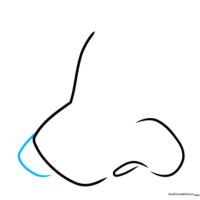 A small arrow shape added to the side of the nose to define the nostril wing.