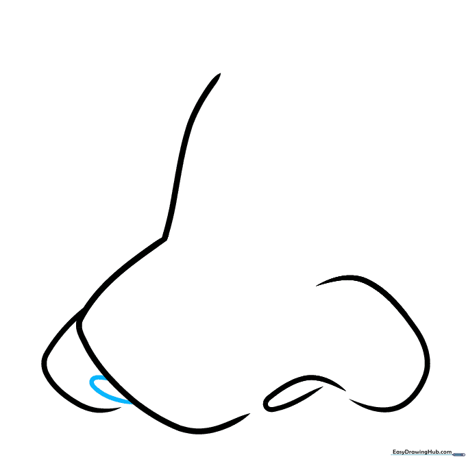 A small loop drawn inside the side nostril shape to add detail and depth.