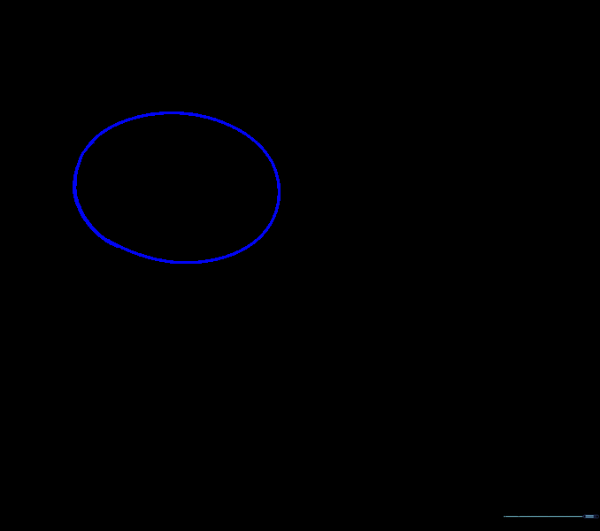 A light pencil sketch of an oval representing the base shape of a pig's head.
