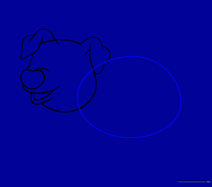 A large oval shape drawn behind the head to represent the pig's body.