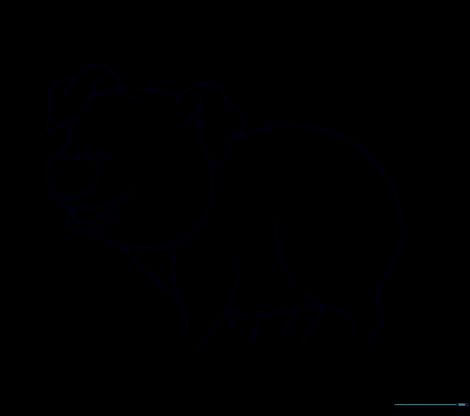 The pig's legs after erasing the internal guide lines.