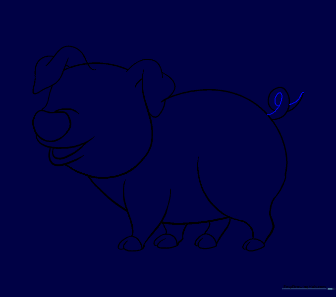 The tail refined with a parallel line to give it volume.