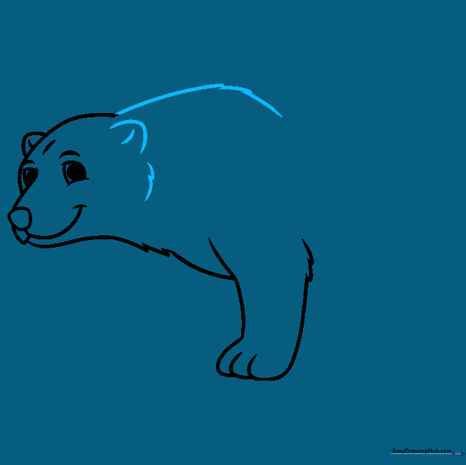 Detailing the shoulder and adding the second ear to the polar bear drawing.