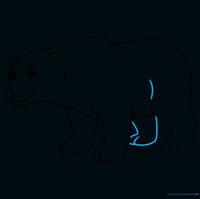 Completing the rear leg and paw of the polar bear sketch.