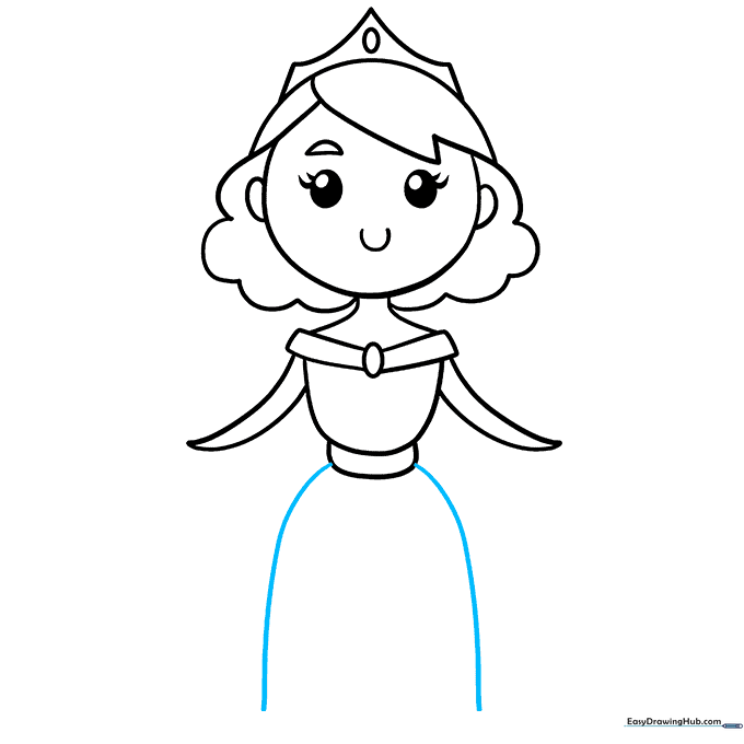 Princess figure with long, flowing skirt lines extending from the waist.