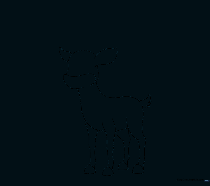 The reindeer sketch with unnecessary guide lines erased for a clean outline.