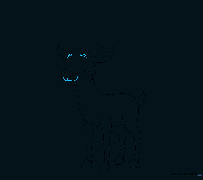 Arched eyebrows and a smiling mouth added to give the reindeer a happy expression.
