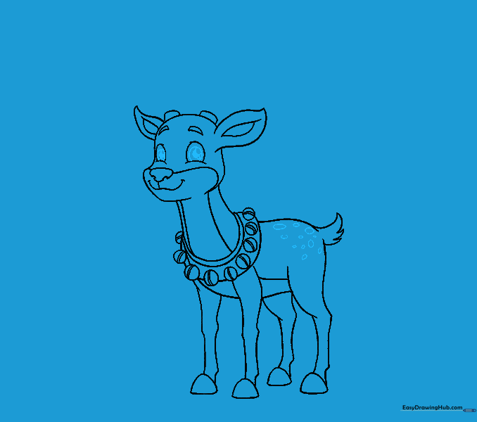 Detailed pupils in the eyes and spots on the reindeer's back.