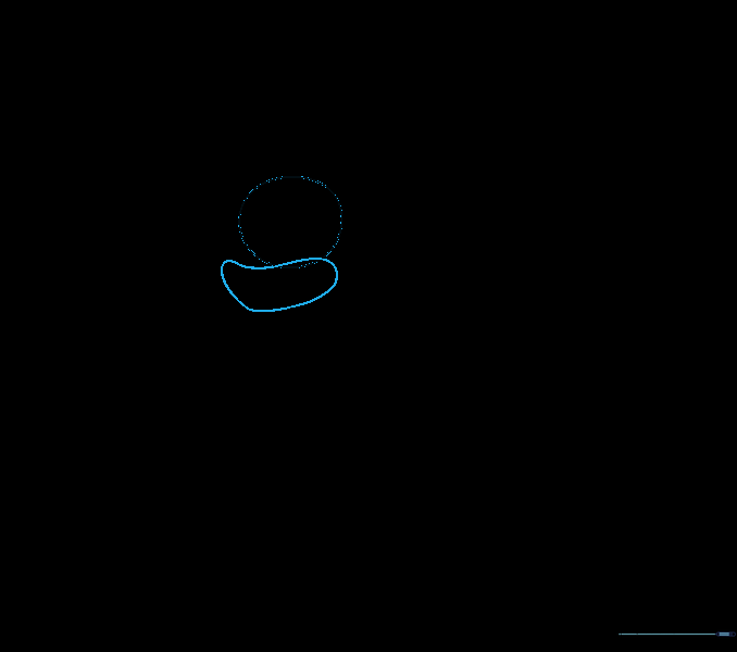 An irregular rounded shape added to the bottom of the head circle to create the reindeer snout.