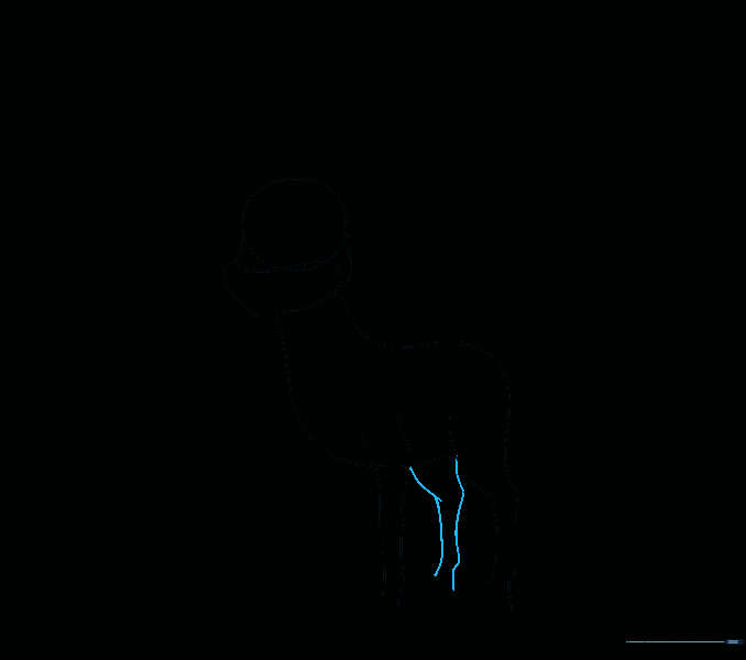 The far rear leg added to the reindeer body sketch.